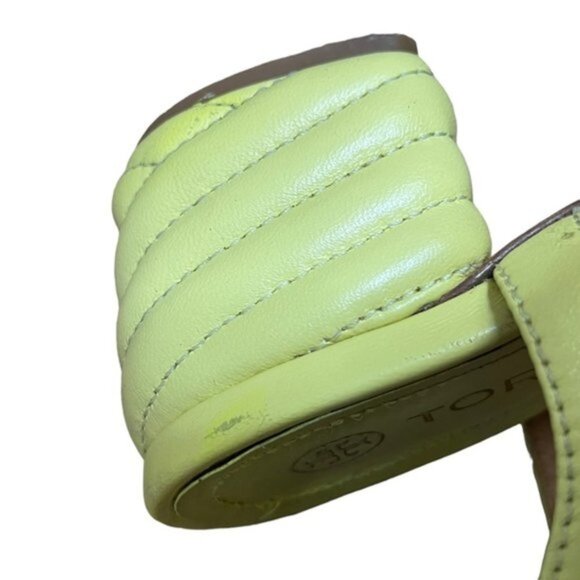 Tory Burch Kira Quilted 55mm Heel Sandal in Butter Yellow Color Women Size 7M - Picture 8 of 14